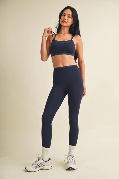 Double Layer Bra Set Navy Plaid