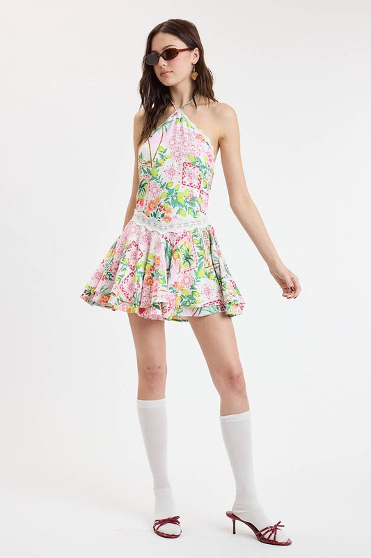 Pink Palm Mini Dress
