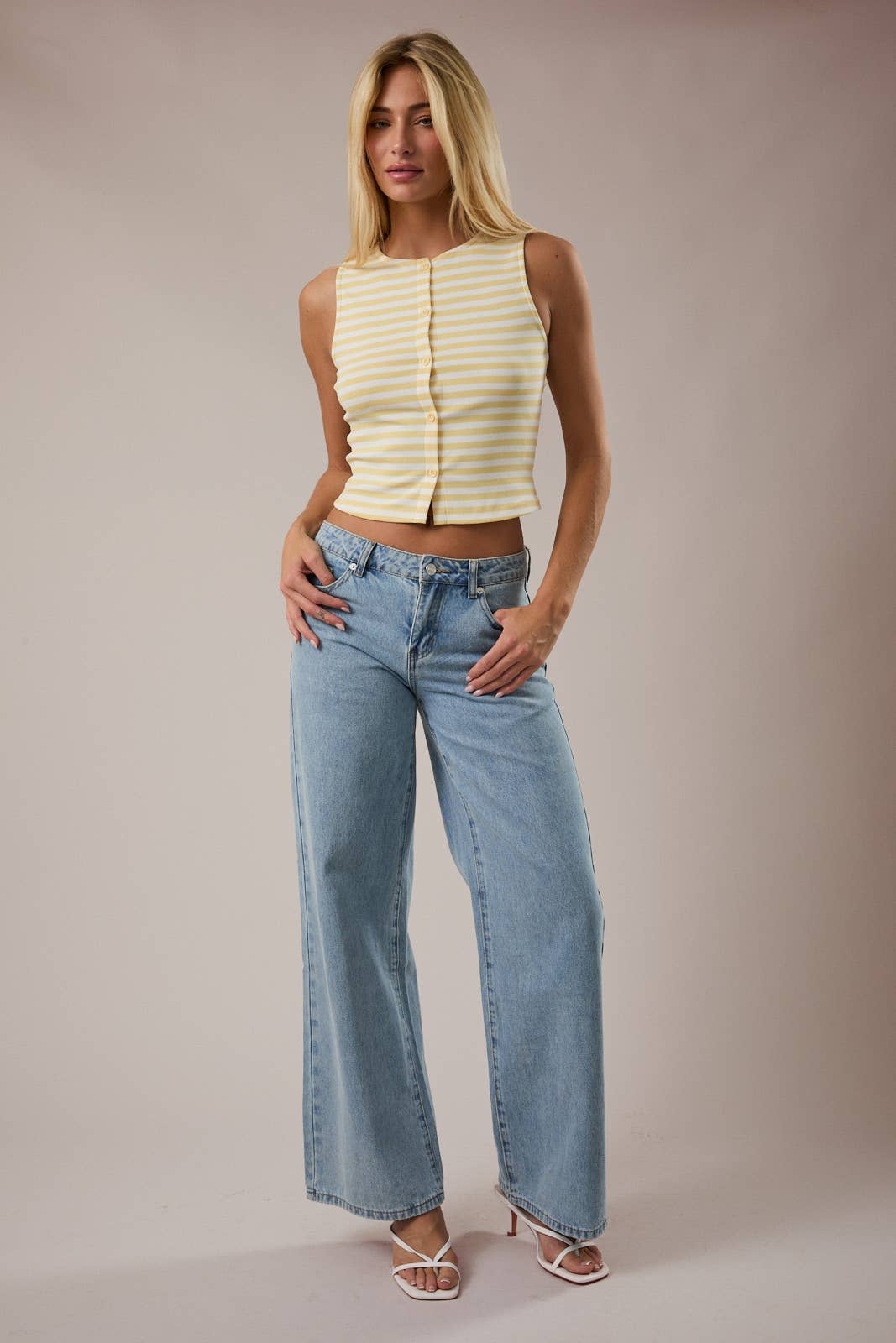 High Neck Butter Stripe Tank