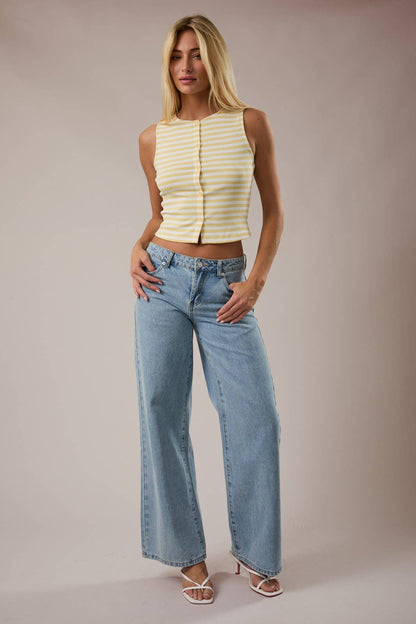 High Neck Butter Stripe Tank