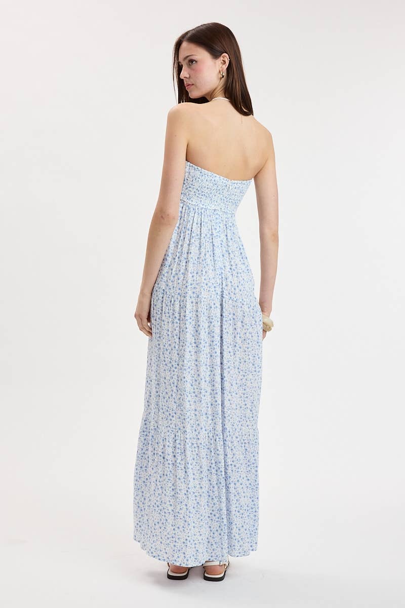 Ditsy Front Tie Maxi Dress
