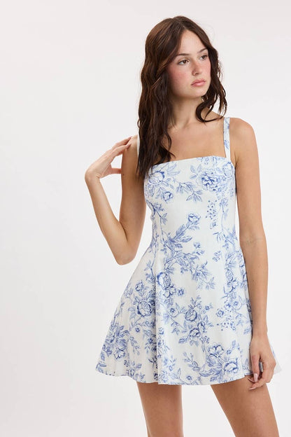 Blue Floral Fit & Flare
