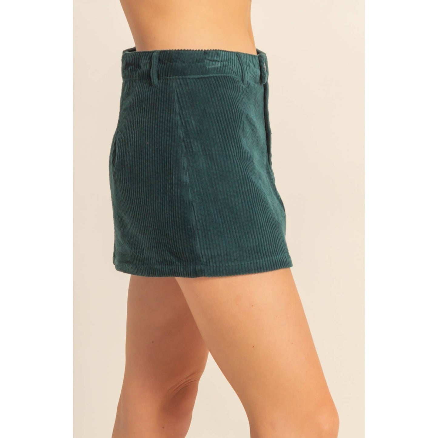 Deep Green Corduroy Mini Skirt