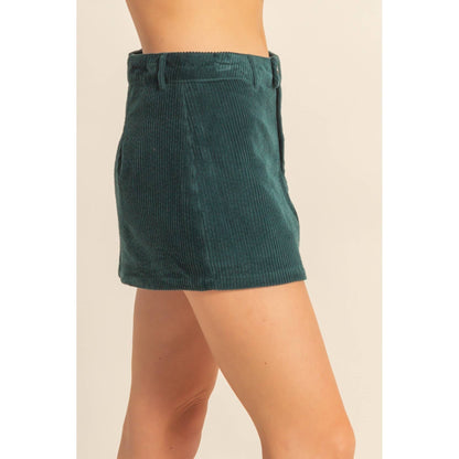 Deep Green Corduroy Mini Skirt