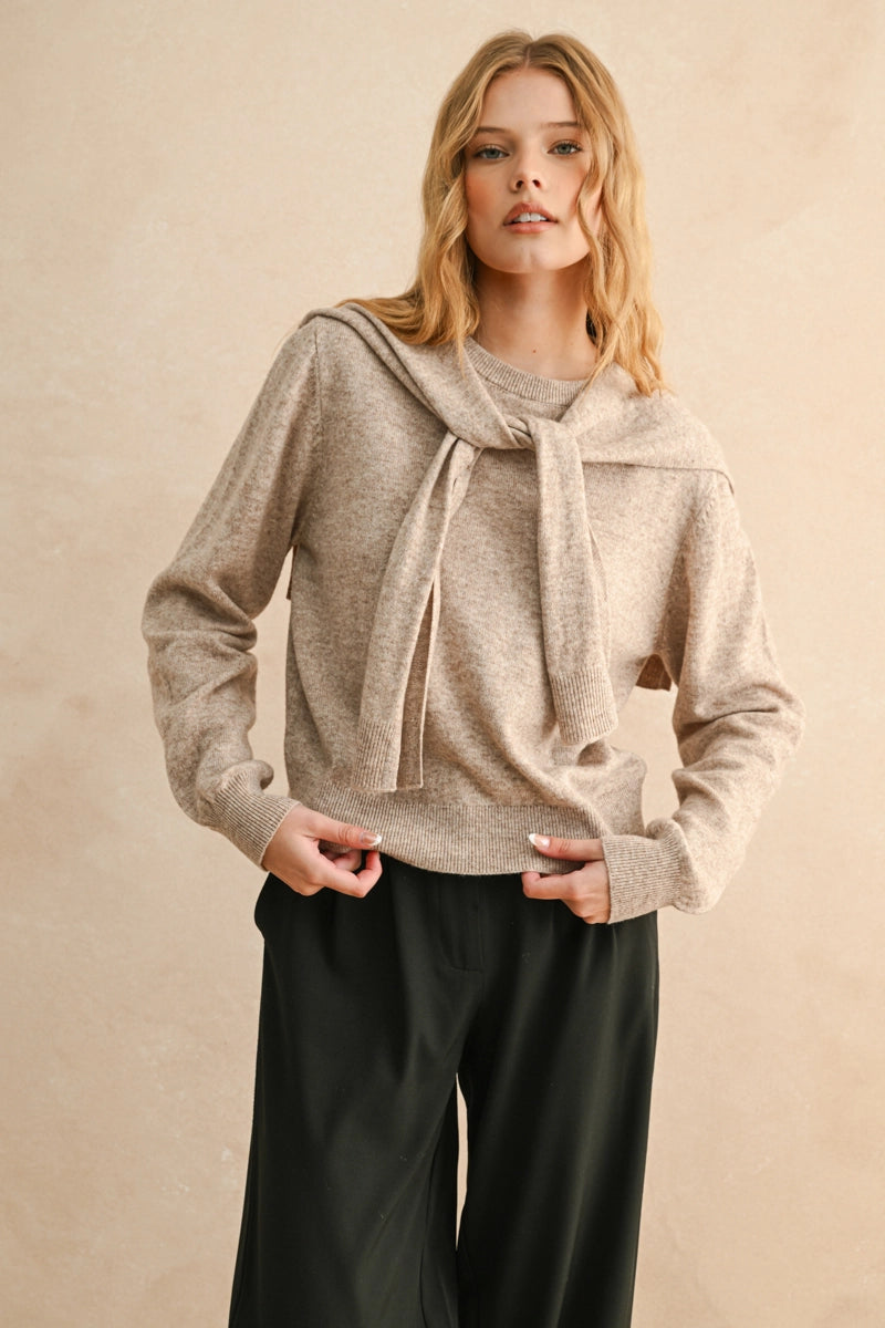 Shoulder-drape Knit Sweater