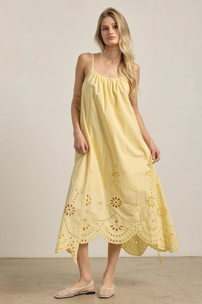 Riviera Eyelet Midi- Yellow