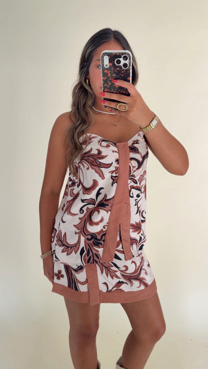 Terracotta Paisley Slit Tank