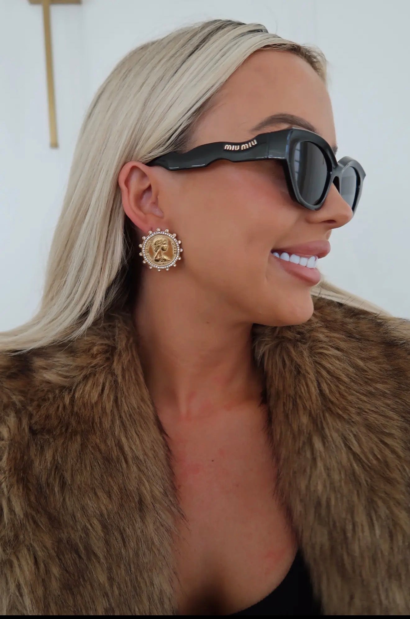 Diamond Trim Coin Earrings