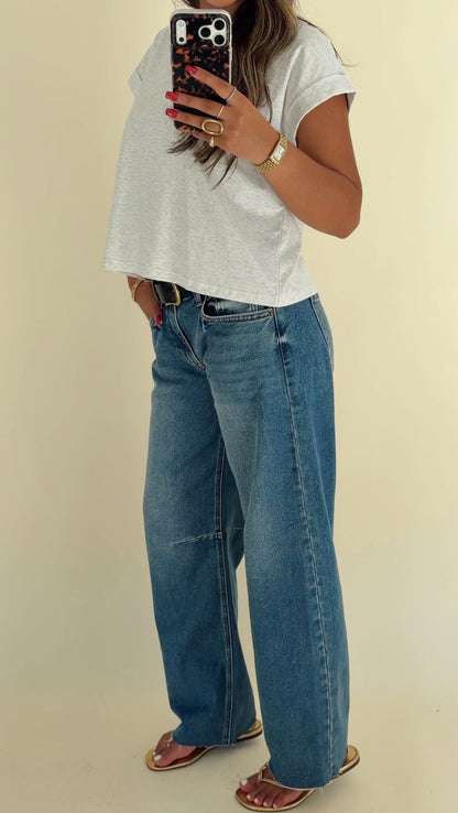 Mid Rise Barrel Jeans