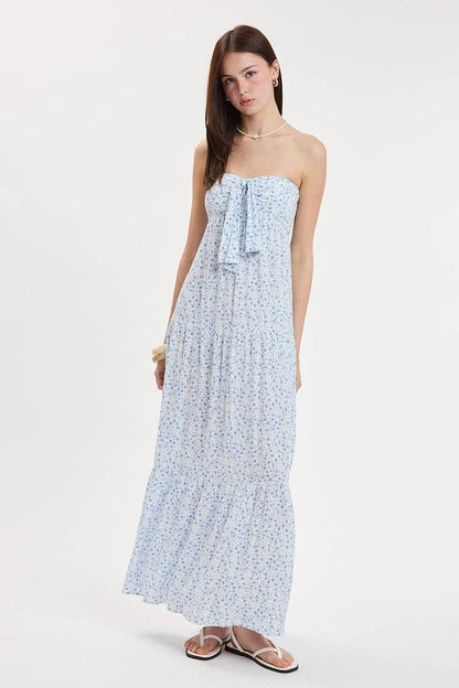 Ditsy Front Tie Maxi Dress