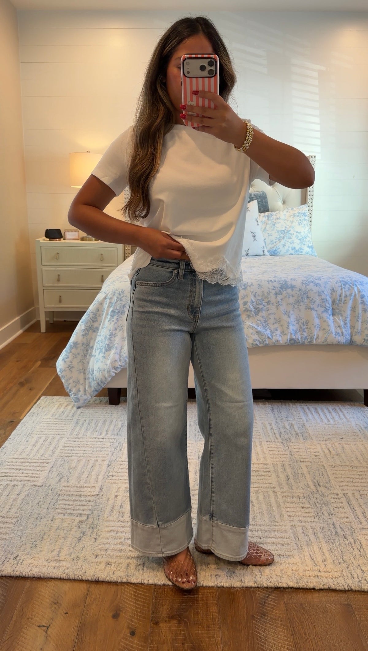 Two Toned Light Denim Pants