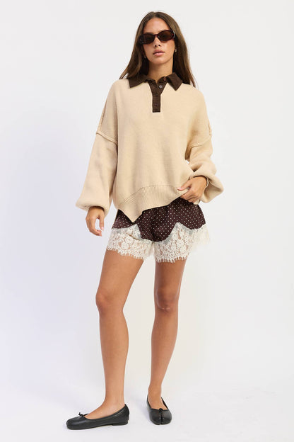 Chocolate Collar Oversized Sweater