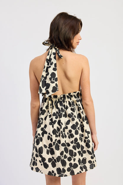 Spotted Halter Mini Dress