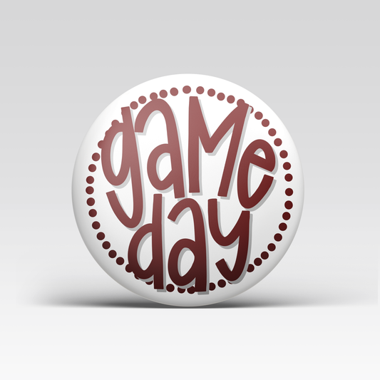 Maroon & White Game Day Button