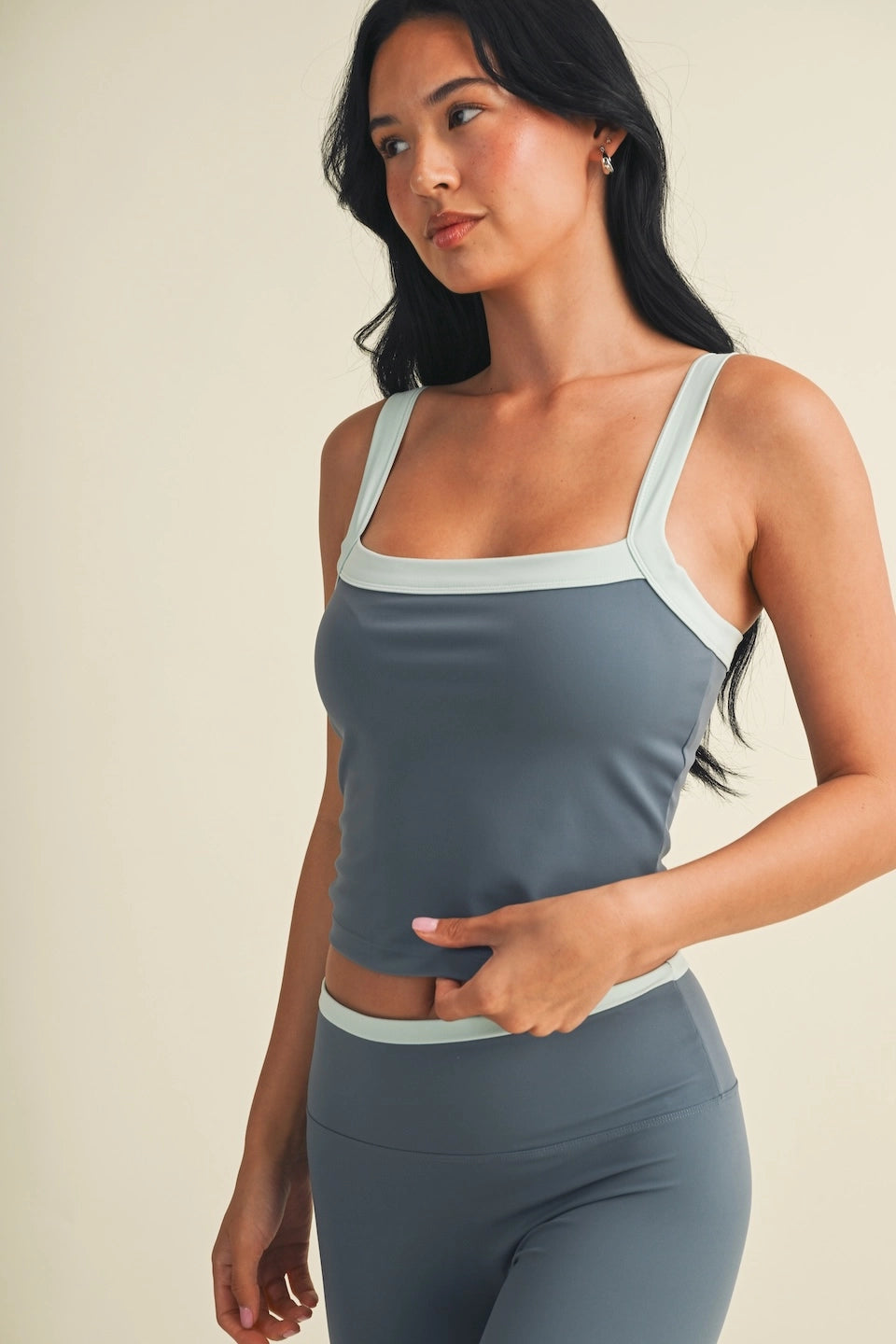 Essential Contrast Tank- Slate Blue