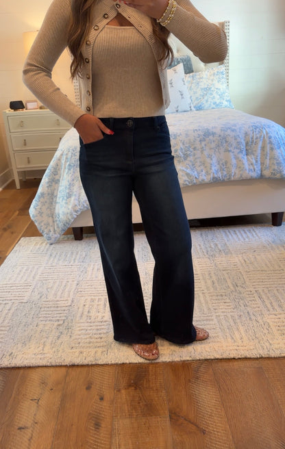 Wide leg Butter Jeans- Dark Wash