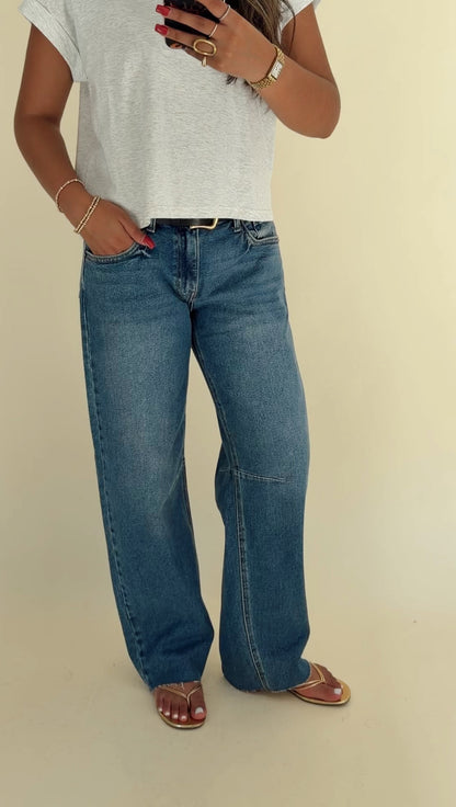 Mid Rise Barrel Jeans