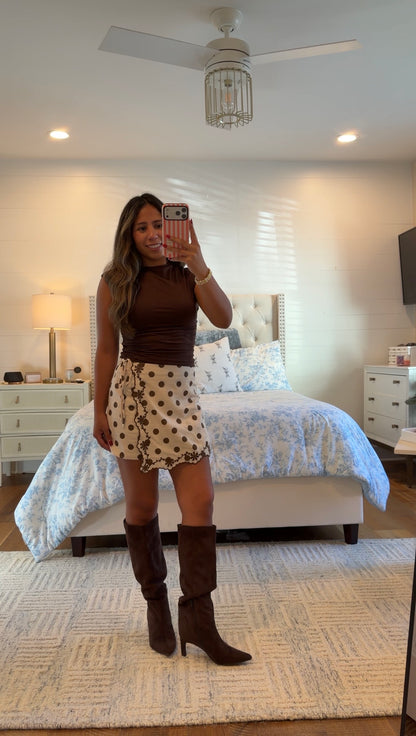 Embroidery Trim Polka Dot Skort