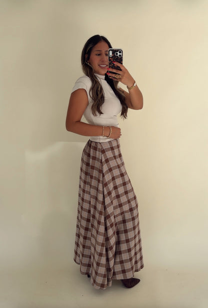 Fall Check Maxi Skirt