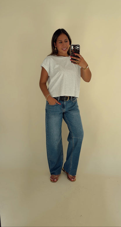 Mid Rise Barrel Jeans