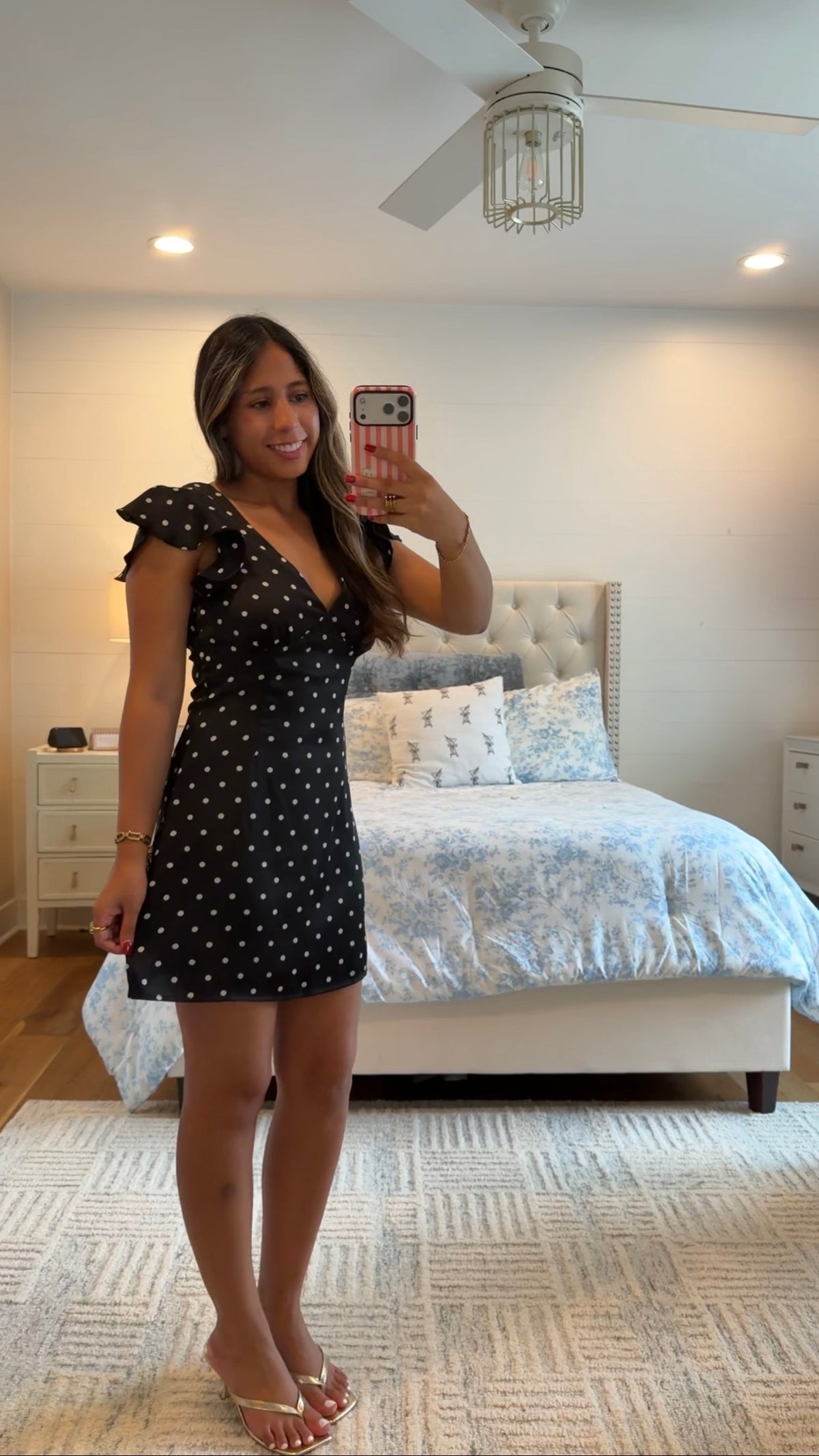 Flutter Sleeve Polka Dot Dress