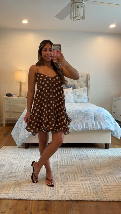 Brown Dot Mini Dress