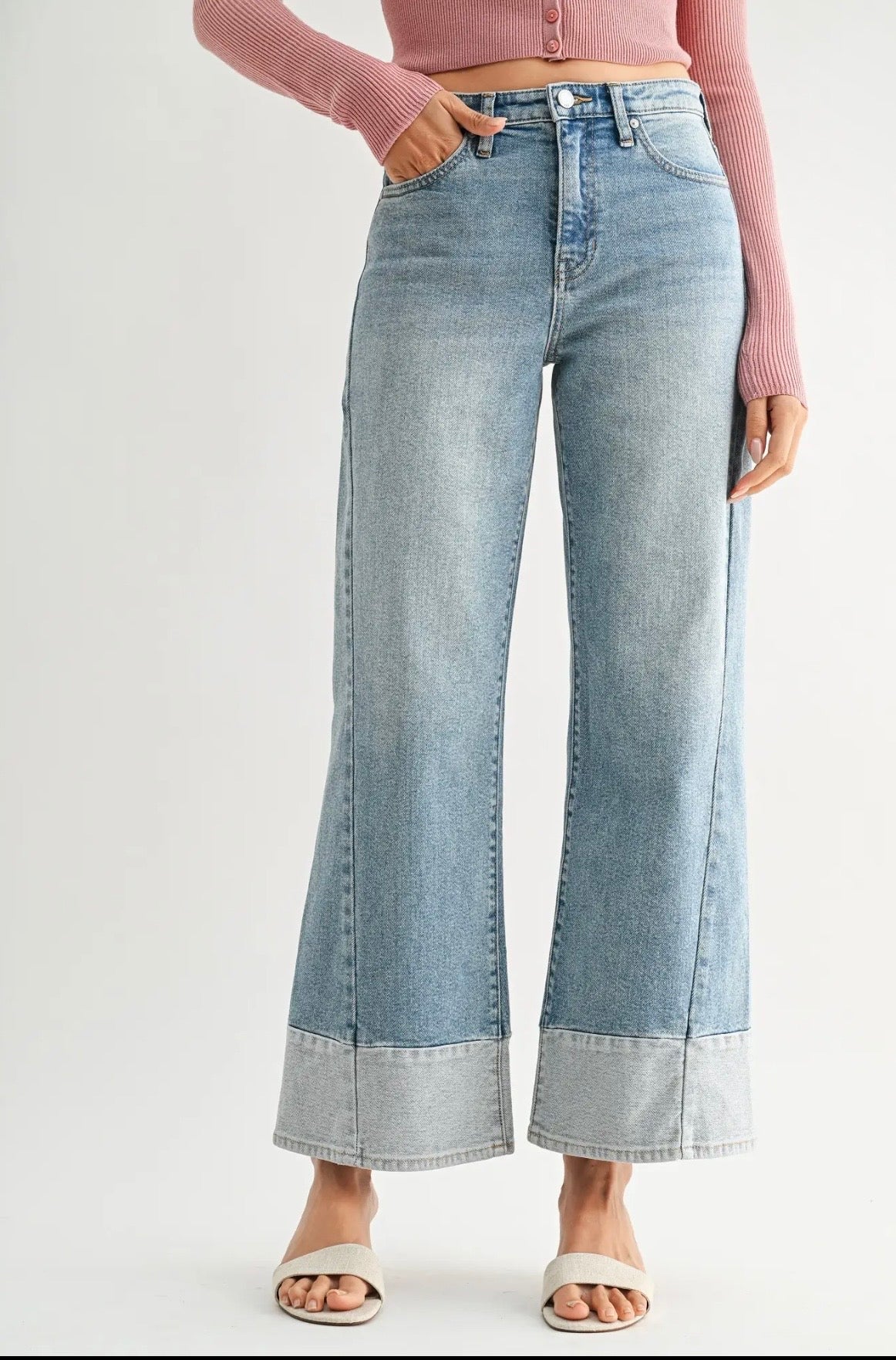 Two Toned Light Denim Pants