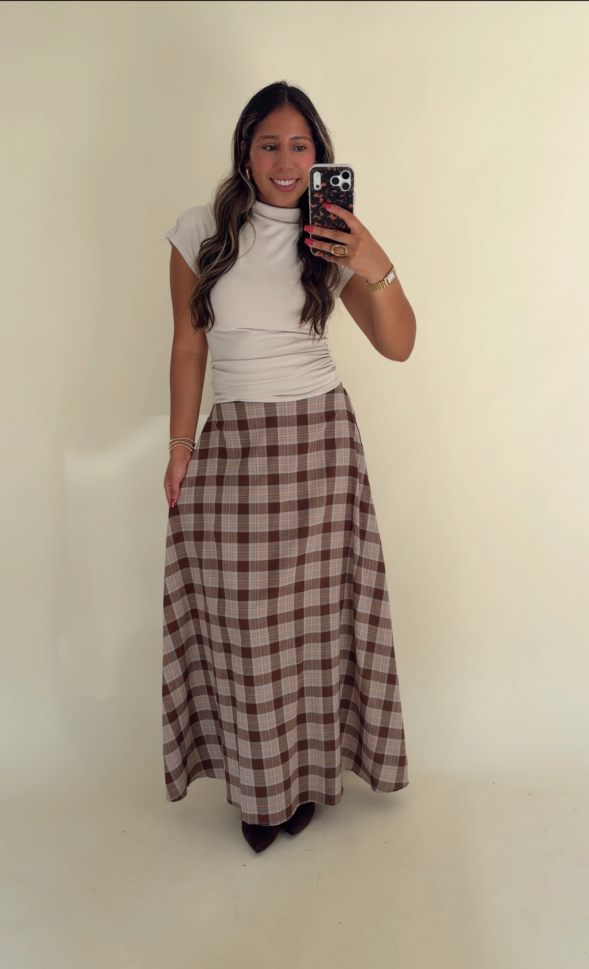 Fall Check Maxi Skirt