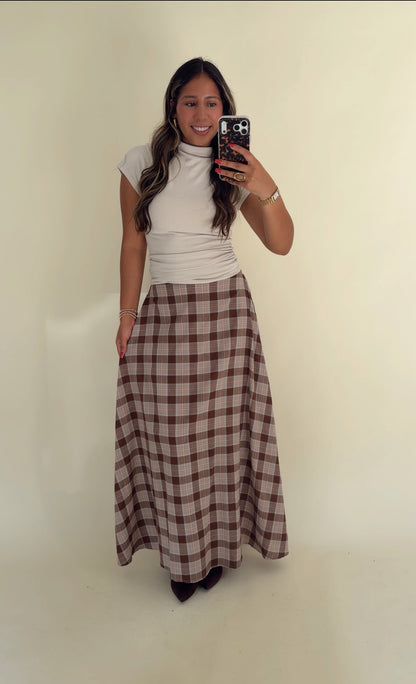 Fall Check Maxi Skirt