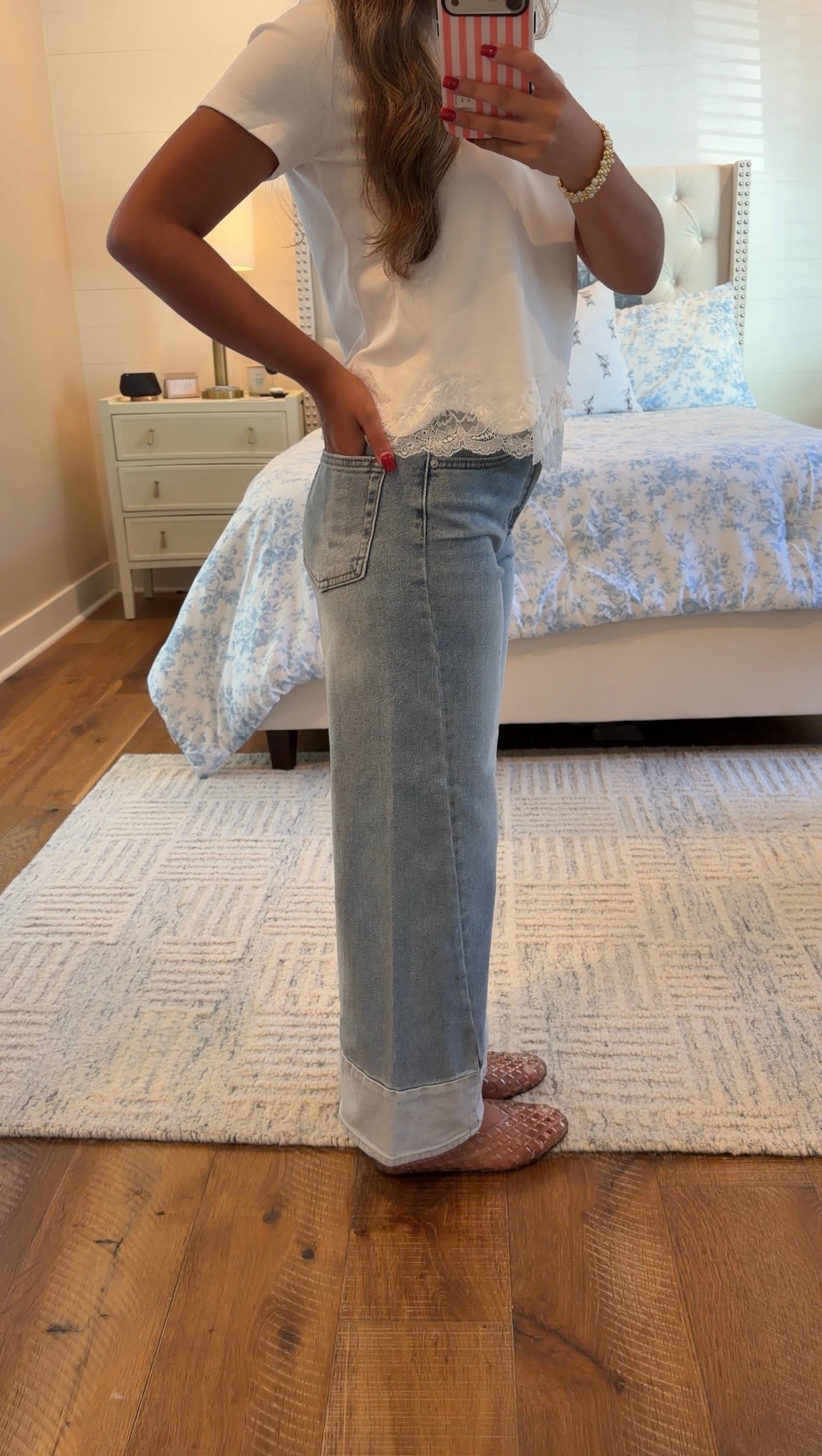 Two Toned Light Denim Pants