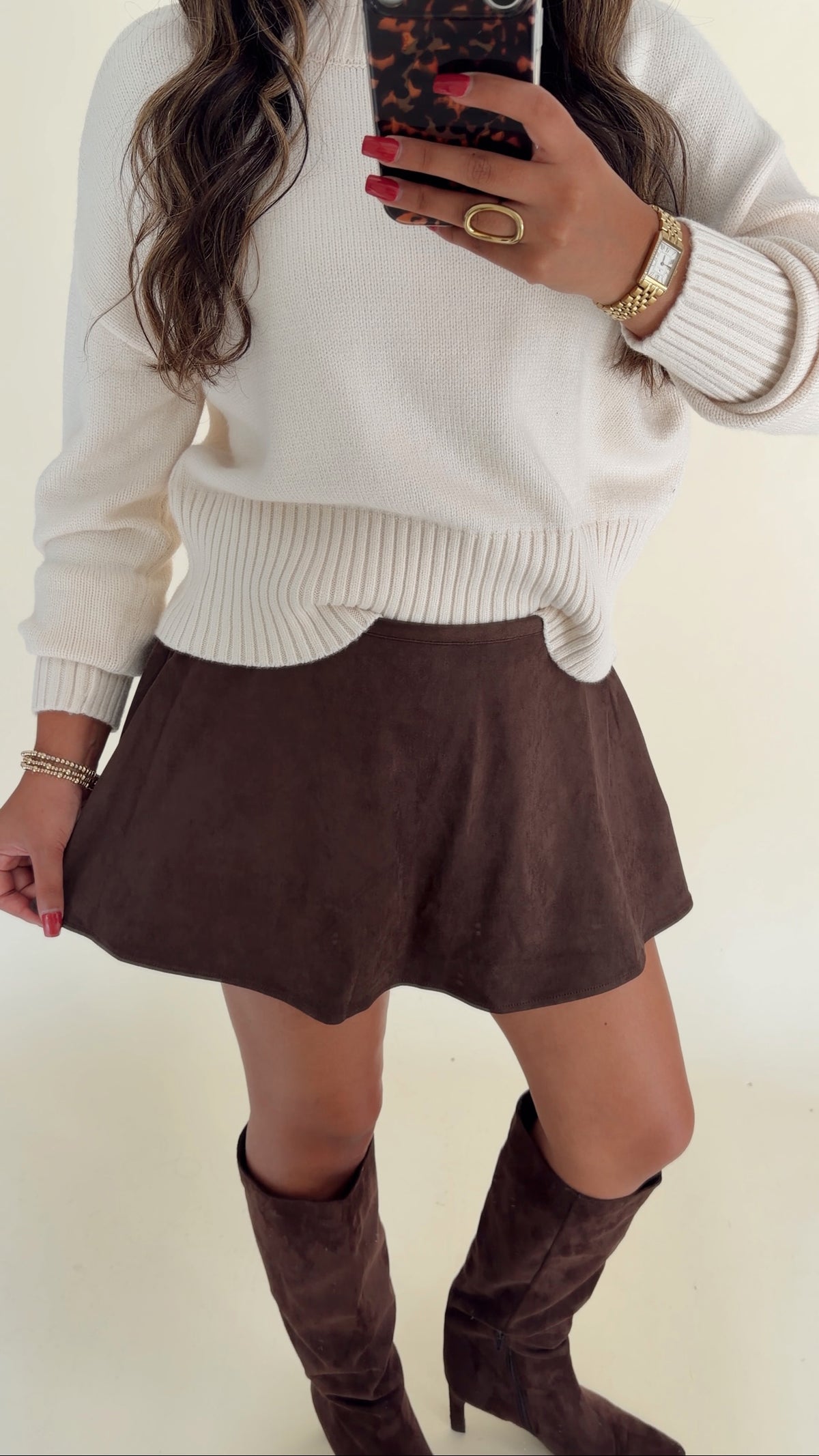 Espresso Suede Mini Skort