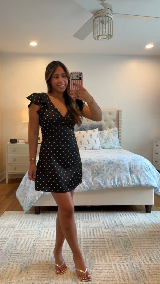 Flutter Sleeve Polka Dot Dress
