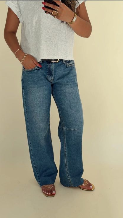 Mid Rise Barrel Jeans