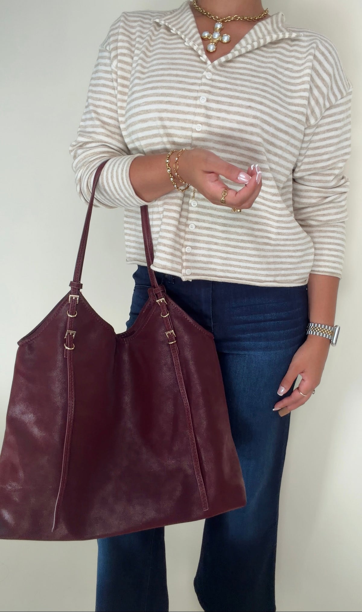 Monroe Tote- Dark Maroon