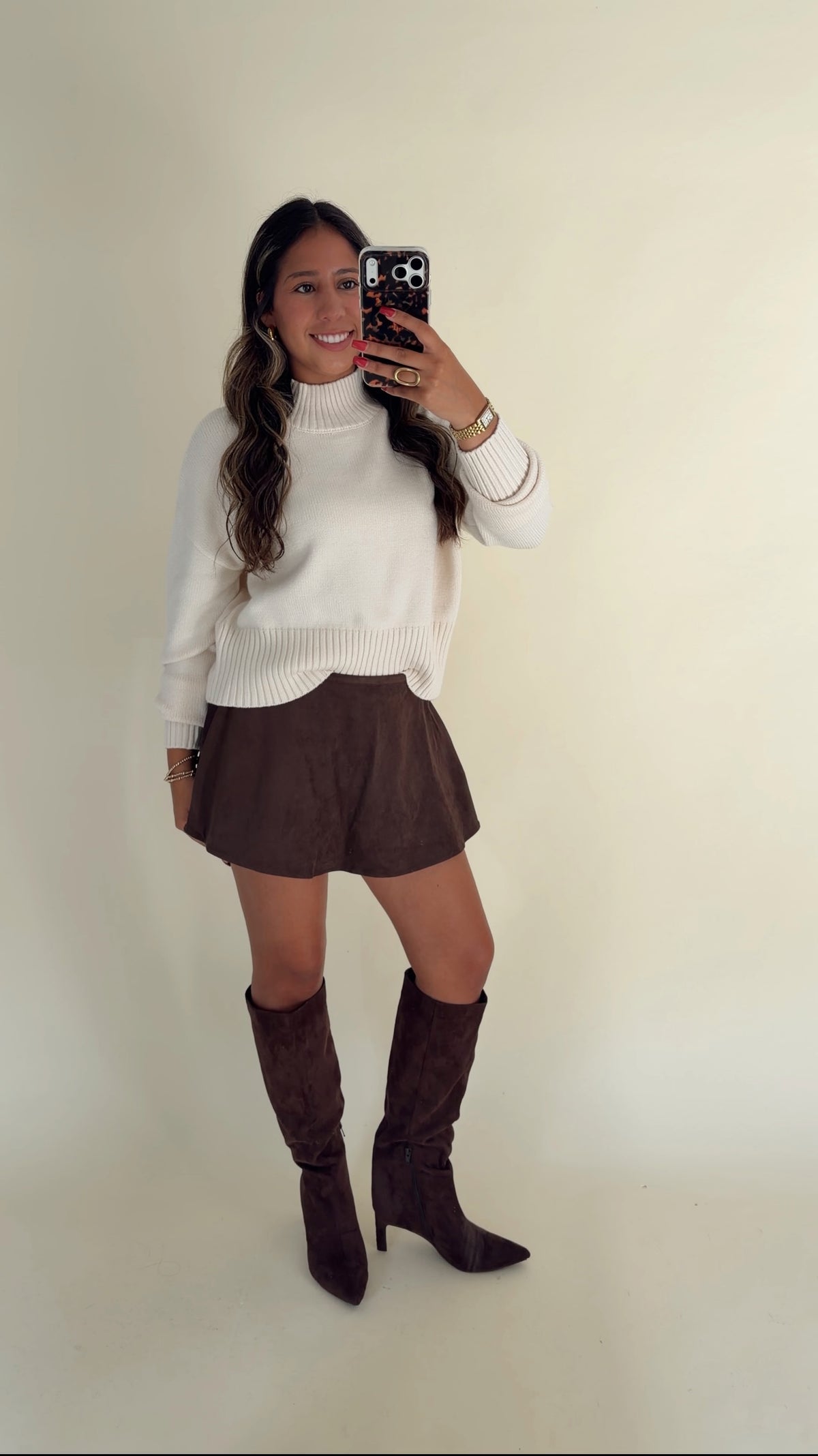 Espresso Suede Mini Skort