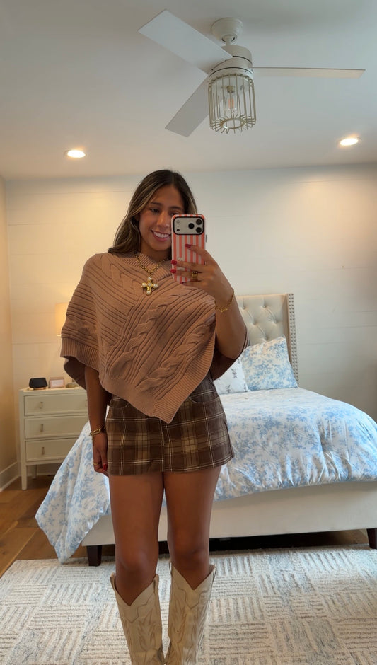 Cable Knit Sweater Poncho