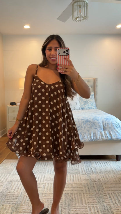 Brown Dot Mini Dress