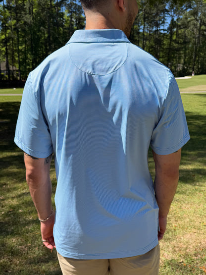 MBB Men's Golf Polo- Blue & White