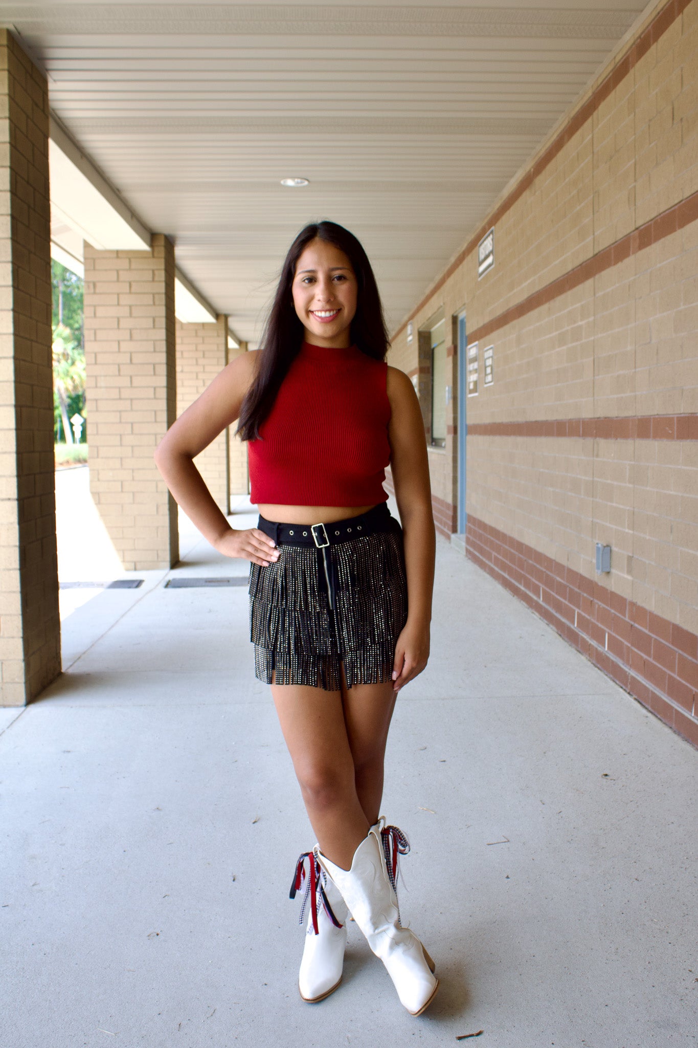 Sideline Shimmer Fringe Shorts-Black