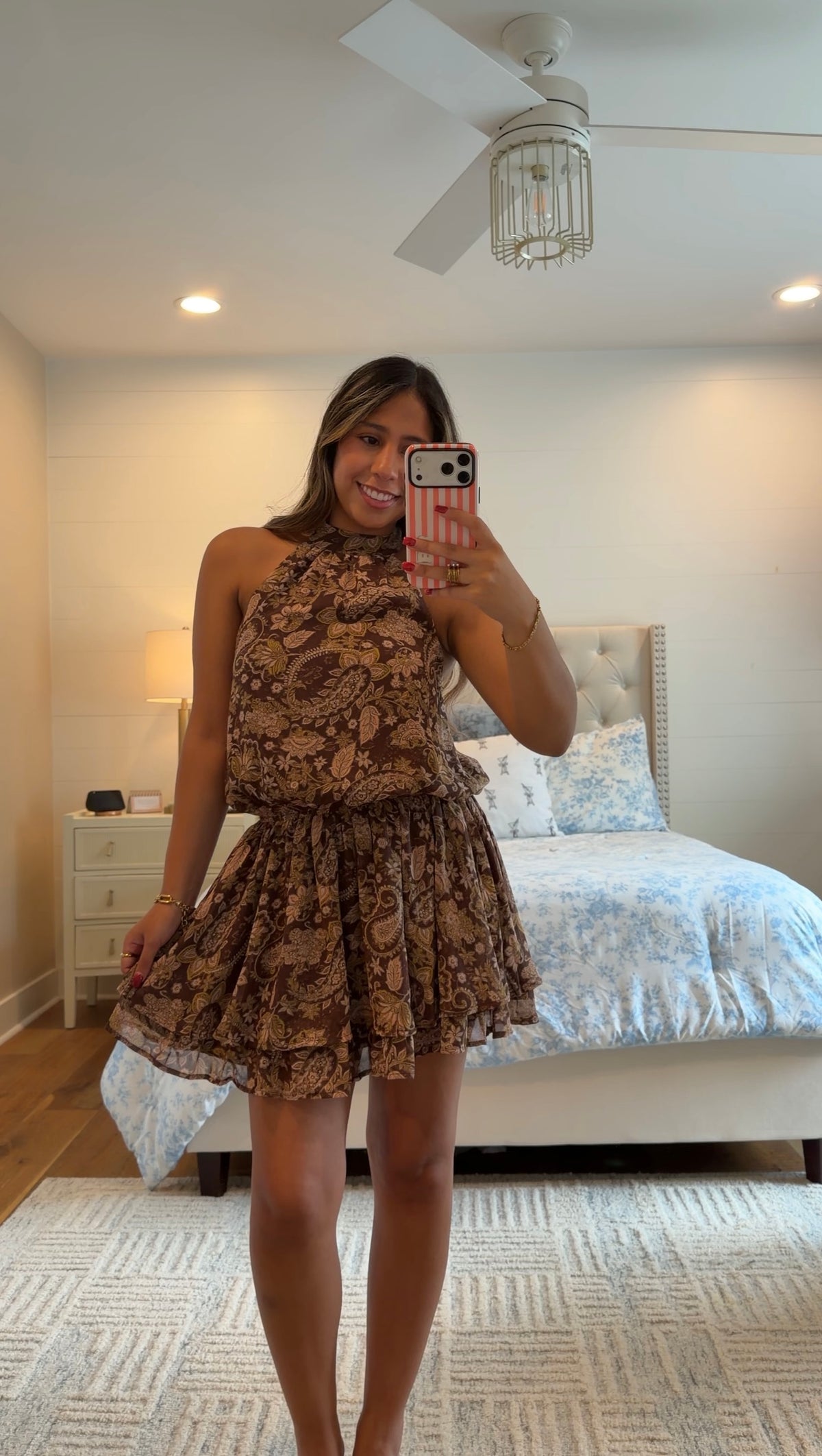 Fall Paisley Halter Mini Dress