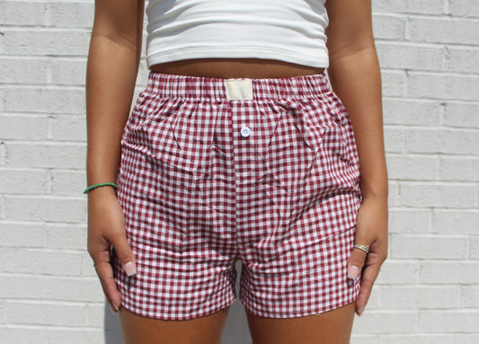 Wine Gingham Boxers