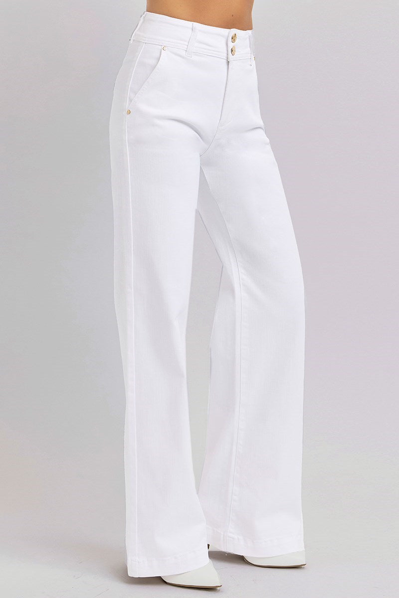 Pure White Ivory High-Rise Denim