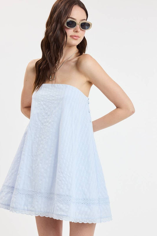 Strapless  Blue Sundress