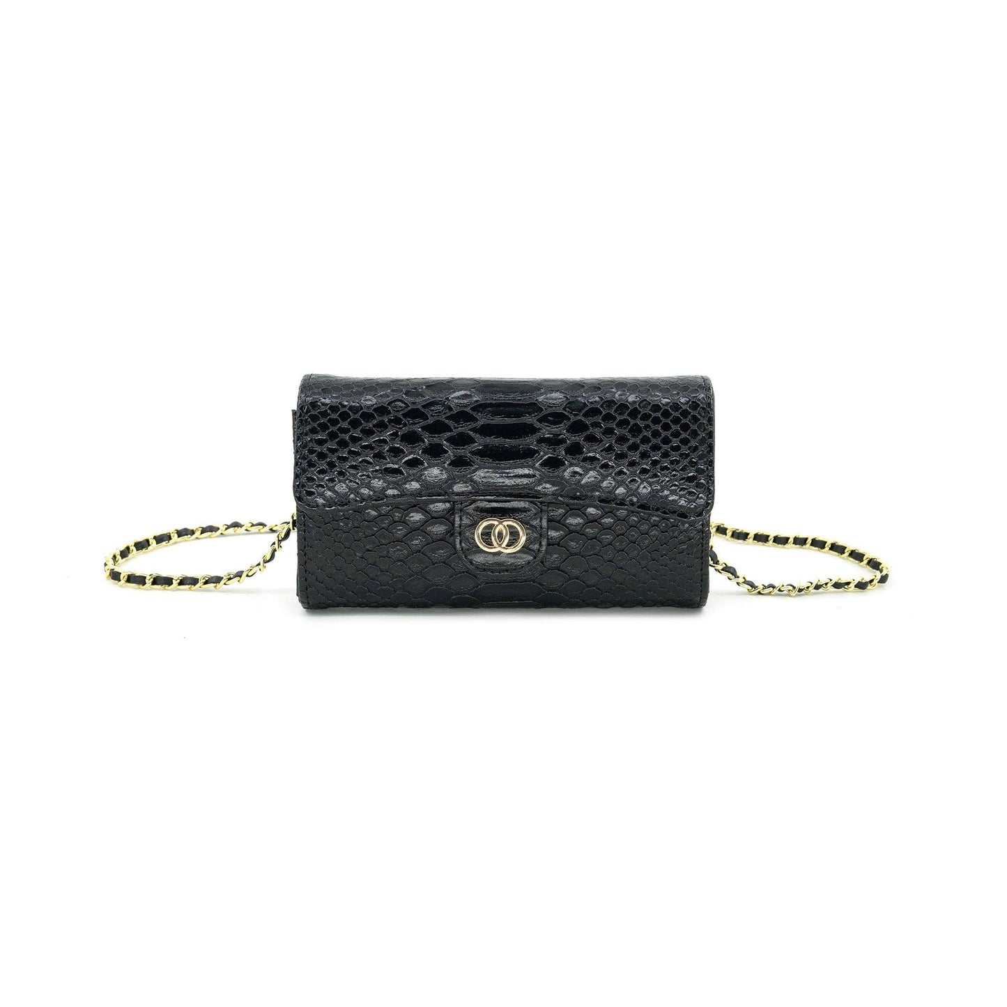 Black Croc Flap Crossbody