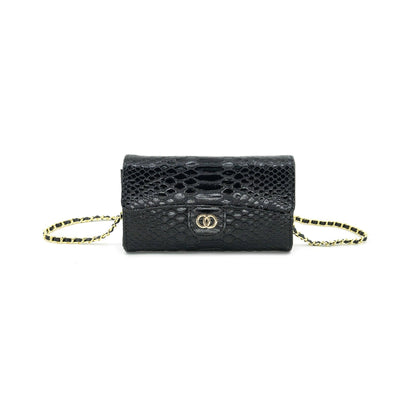 Black Croc Flap Crossbody
