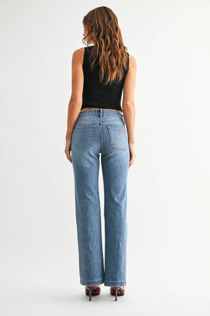Patch Pocket Mini Flare Jeans