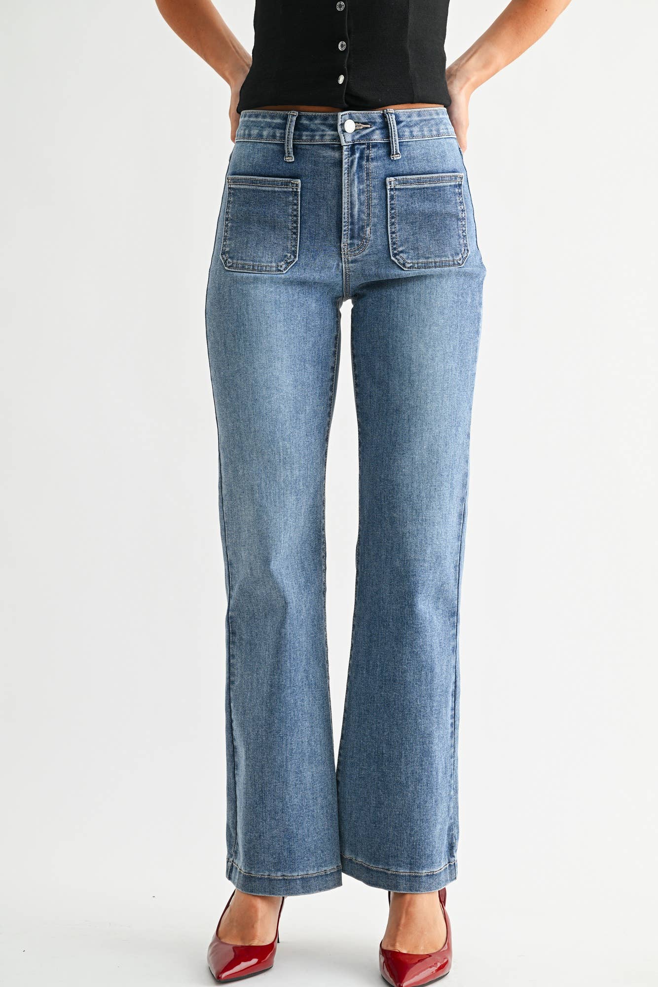 Patch Pocket Mini Flare Jeans