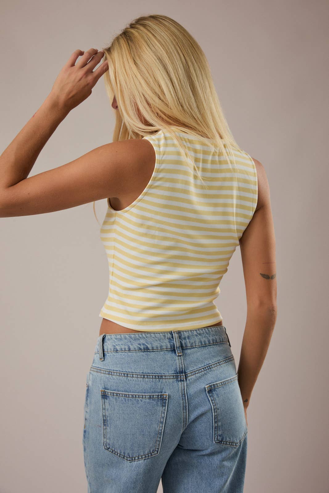 High Neck Butter Stripe Tank