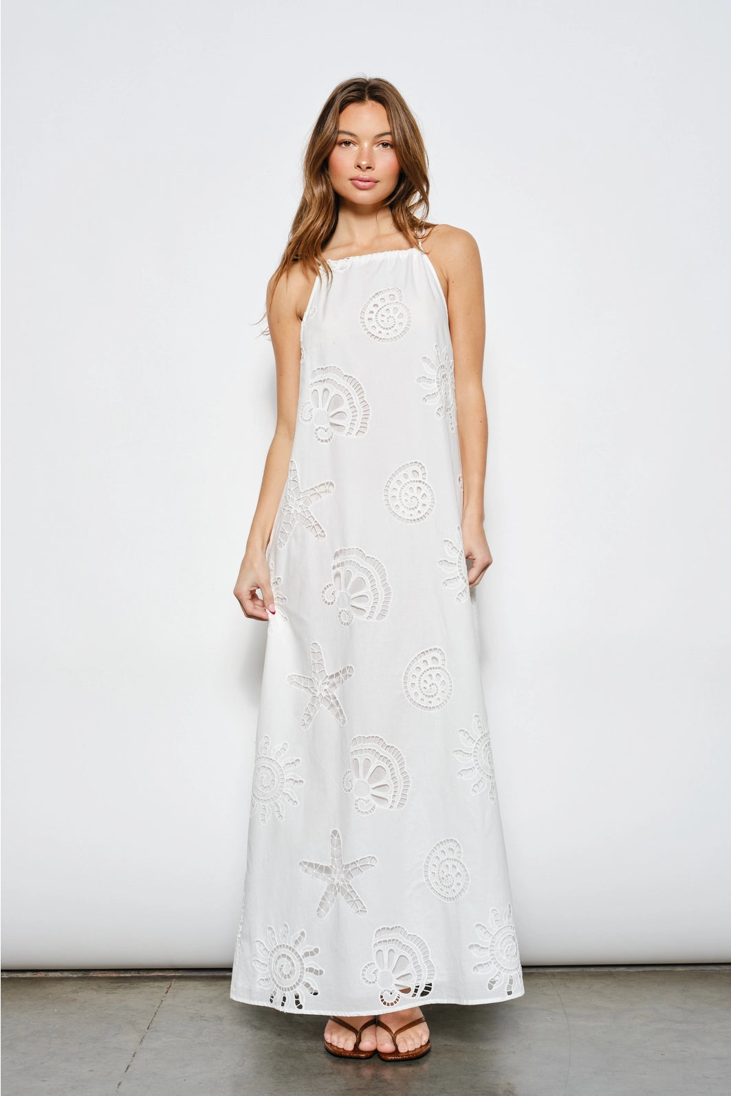 Shell Embroidery Beach Maxi