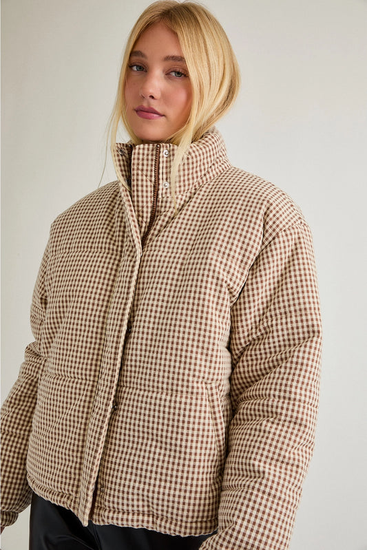 Gingham Puffer Jacket
